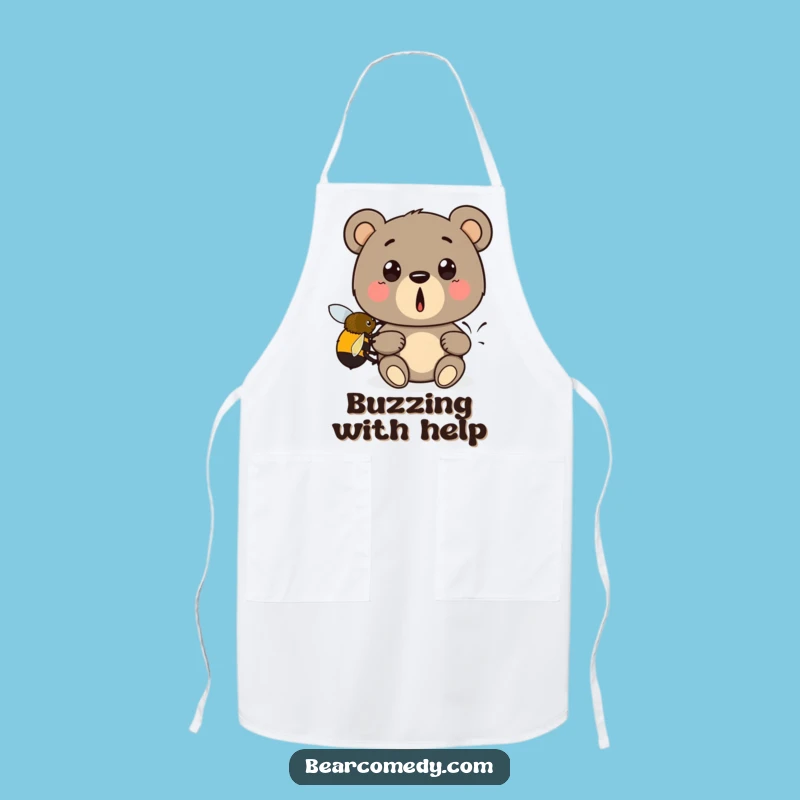 Funny Bear Bee Boost Apron: Surprise Bear Lifted by Bee, Practical & Funny Gift!