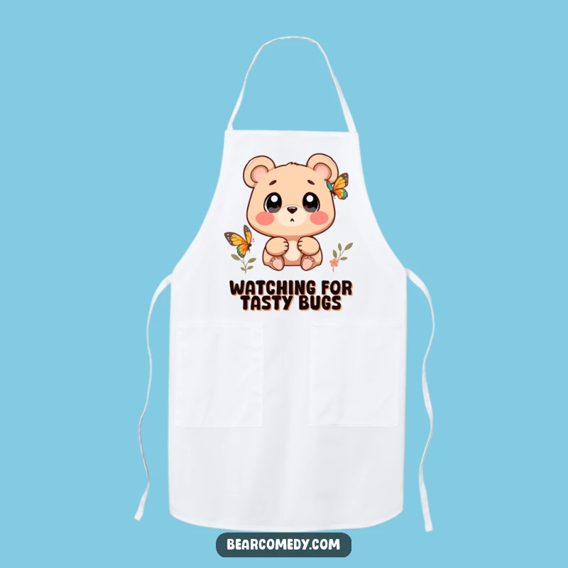 Delightful Funny Wondering Bear Butterfly Apron: Cook with Whimsy