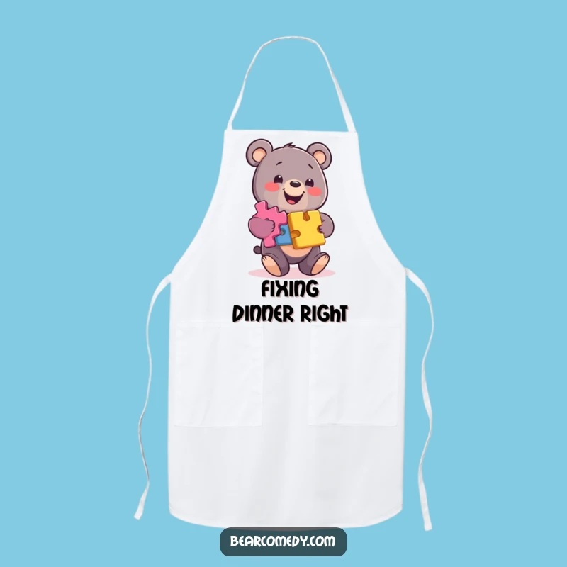 Cook with Clarity: Funny Bear Puzzle Pieces Apron