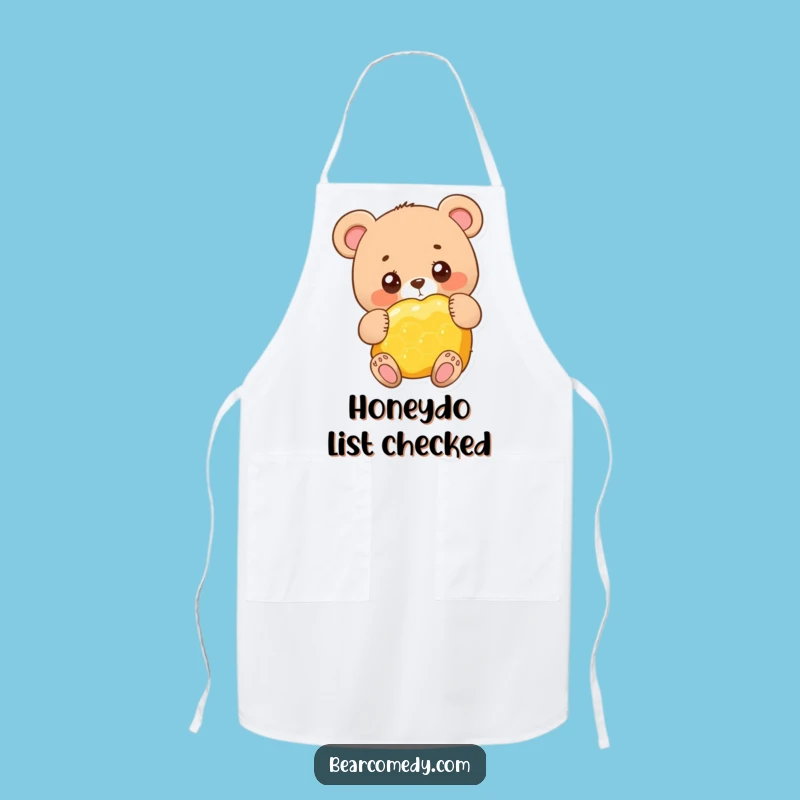 Funny Adorable Bear Honeycomb Apron - Cook with Sweet Humor