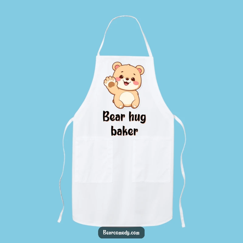 Funny Bear Apron: Cute Chef Character Waving Paw, Stylish and Useful Funny Gift