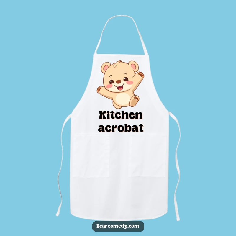 Funny Bear Cub Somersault Apron: Hilarious Kitchen Wear for Energetic Cooks