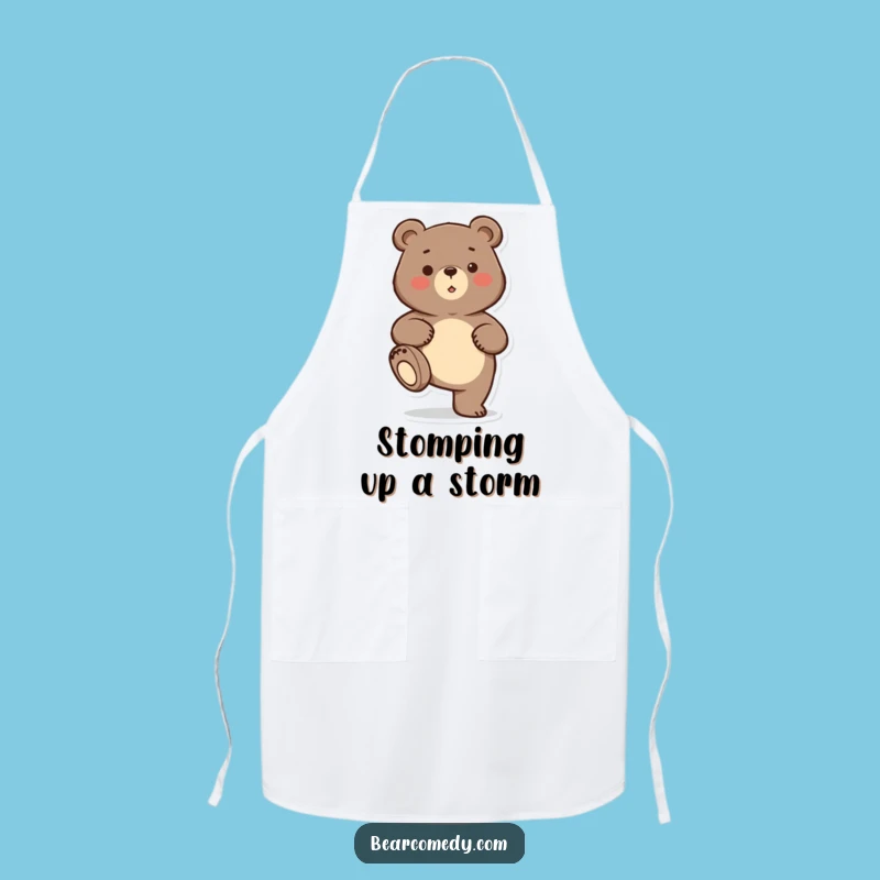 Funny Bear Stomp Apron: Cook Up Some Laughs in the Kitchen