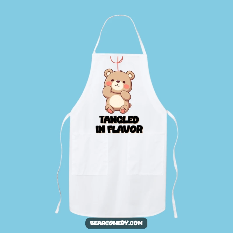 Add a splash of playful fun to your kitchen with this funny bear apron. The bear batting at a string is a charming addition to your cooking attire.