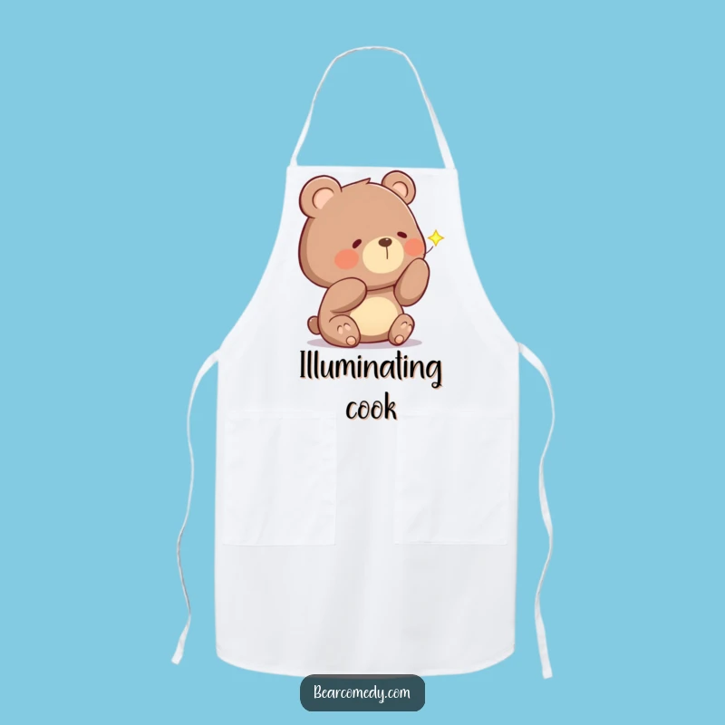 Funny Curious Bear Firefly Apron: Cook with a Touch of Magic