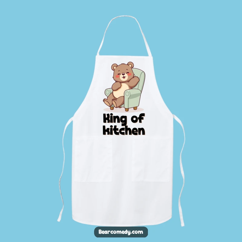 Funny Bear Posing Apron - Comical Tiny Chair Kitchen Wear Gift