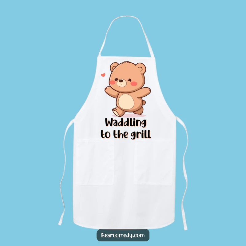 Funny Delighted Bear Waddle Apron: Cook with Cheer