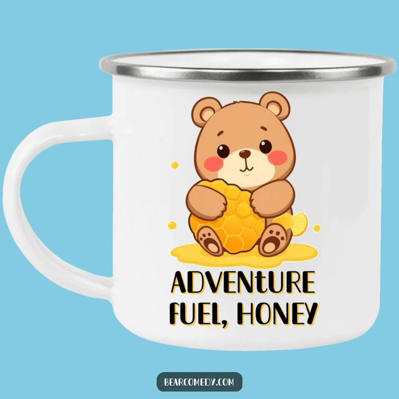 Funny Bear Hugging Honeycomb Camping Mug: Your Sweet Companion for Outdoor Adventures