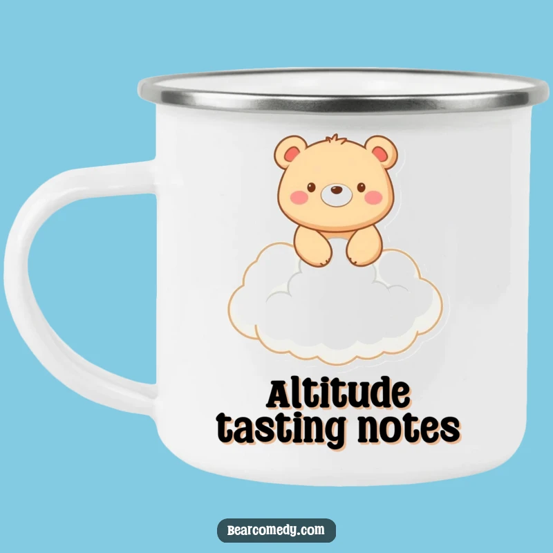 Funny Bear Cloud Rider Camping Mug: Soaring Bear, Outdoor Whimsy Funny Gift!