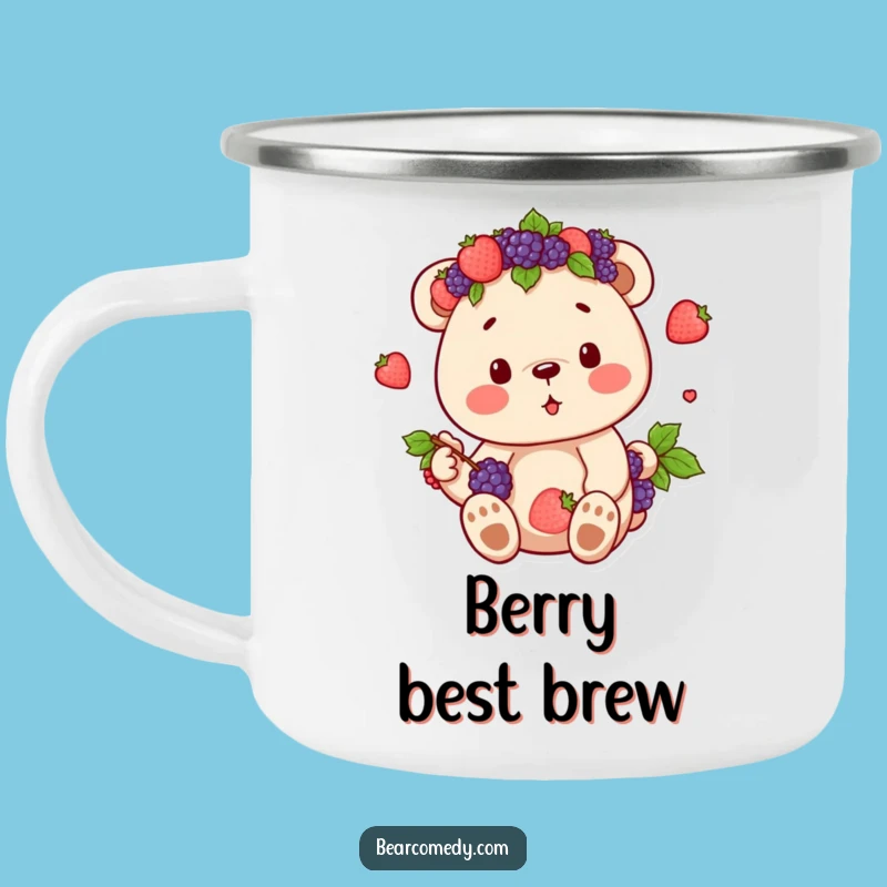 Funny Berry Crown Bear Camping Mug - Your Hilarious Companion for Sweet Outdoors!