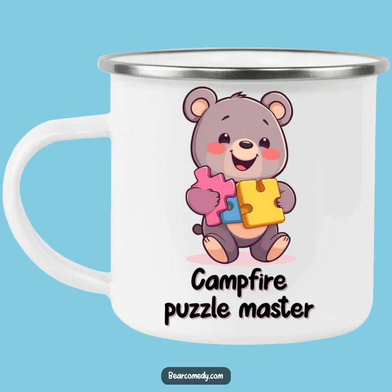 Conquer Your Day: Funny Bear Puzzle Pieces Camping Mug