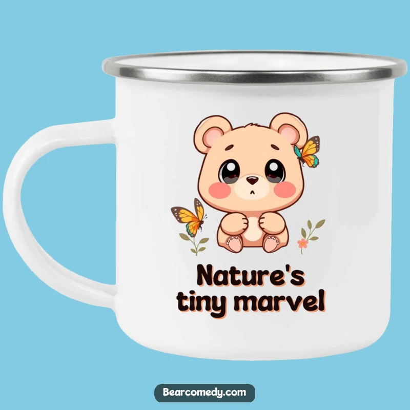 Enchanting Funny Wondering Bear Butterfly Camping Mug: Your Nature Companion