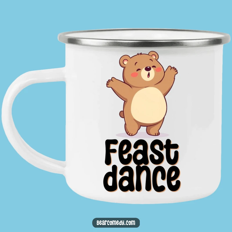 Funny Hungry Bear Camping Mug: Enamel Mug With Dancing Bear, Perfect Funny Gift Outdoors