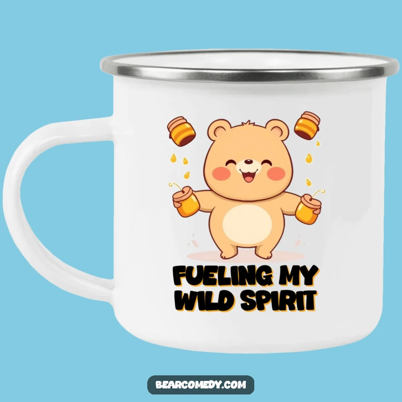 Adventure Fuel: Funny Bear Juggling Honey Pots Camping Mug