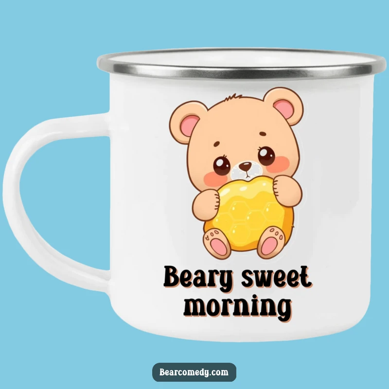 Funny Adorable Bear Honeycomb Camping Mug - Adventure with Sweetness