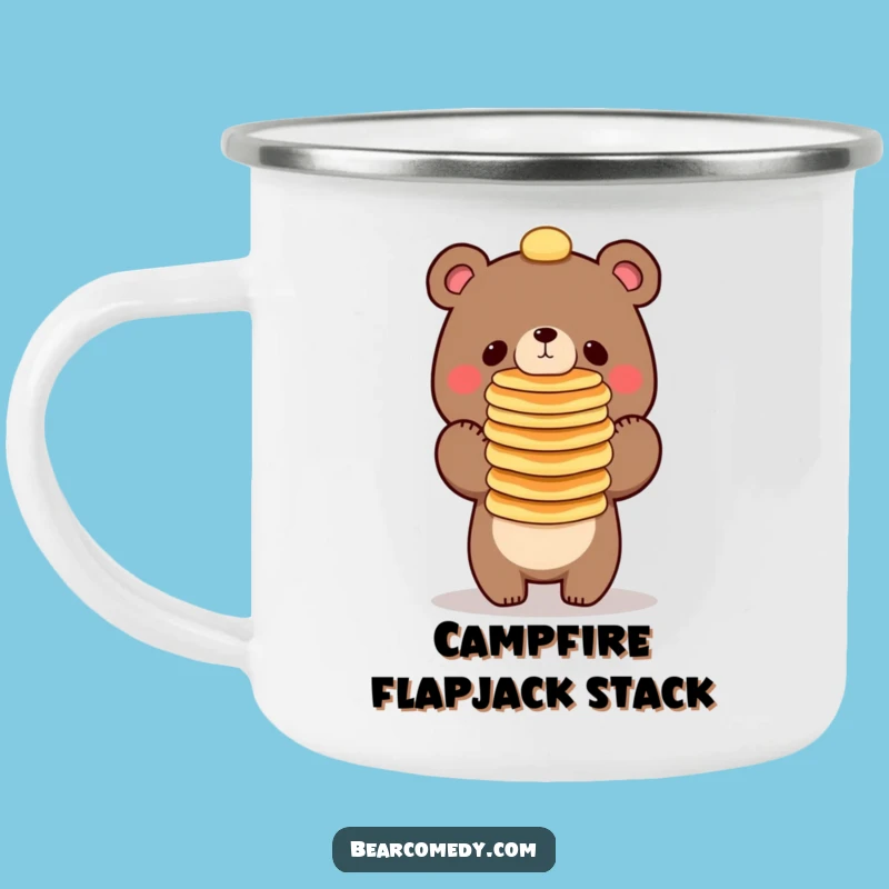 Funny Bear Balancing Pancakes Camping Mug - Breakfast Adventure Fuel