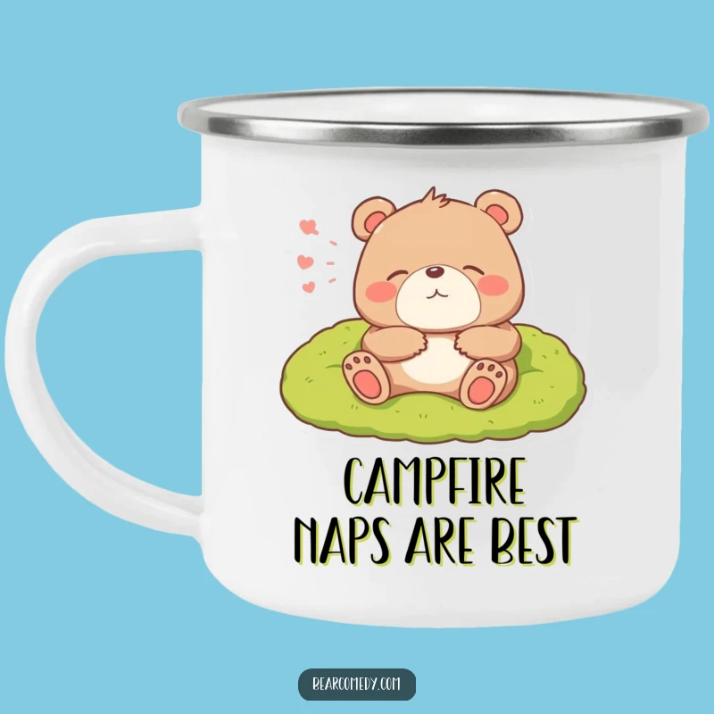 Funny Bear Camping Mug - Lounging Sigh Brew, Cozy Bed Camp Humor