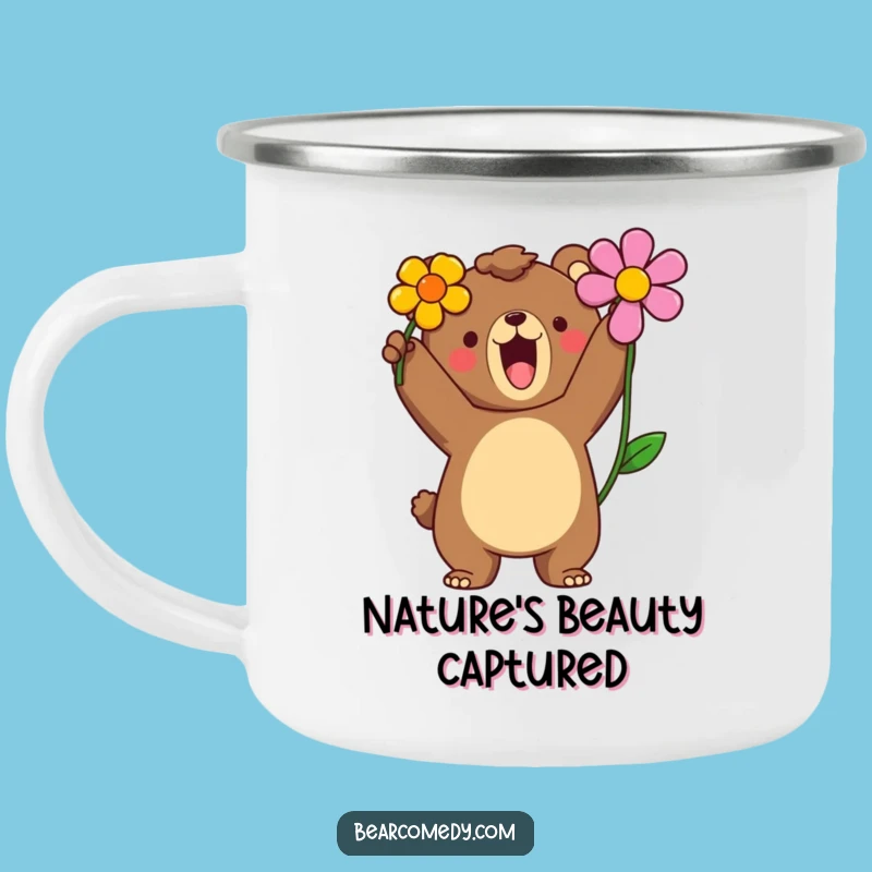 Funny Bear Camping Mug - Roaring Flower, Proud Camp Humor