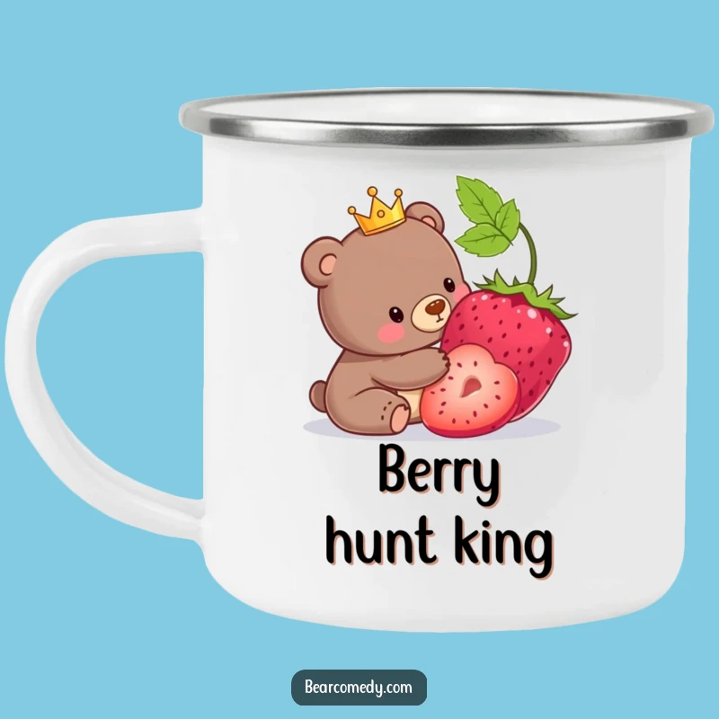 Funny Bear King Camping Mug: Royal Berry Enamel Cup, Outdoor Funny Gift