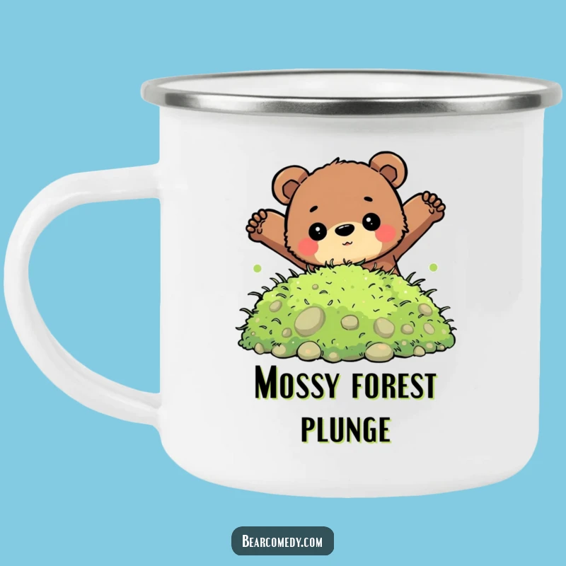 Funny Determined Bear Moss Jump Camping Mug: Adventure Fuel for Your Brew Gift
