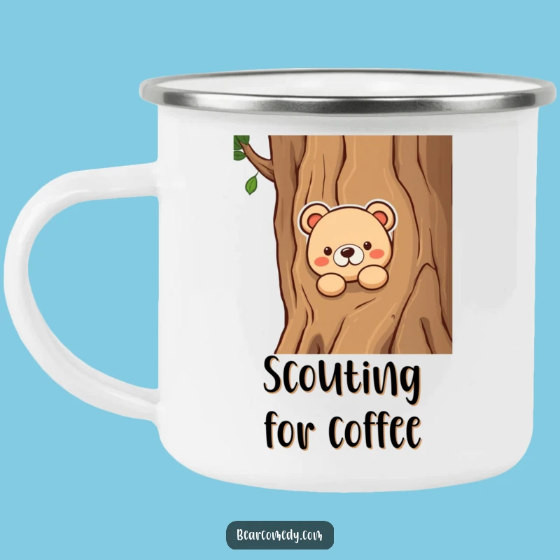 Funny Curious Bear Peeking Camping Mug - Your Hilarious Companion for Outdoor Exploration!