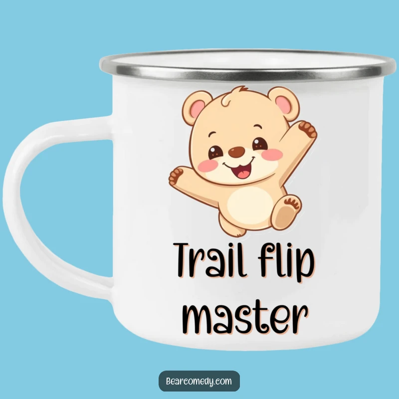 Funny Bear Cub Somersault Camping Mug: Hilarious Companion for Active Adventures