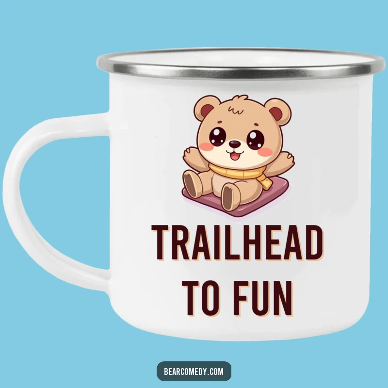 Trailside Smiles: Funny Bear Snowy Hill Camping Mug