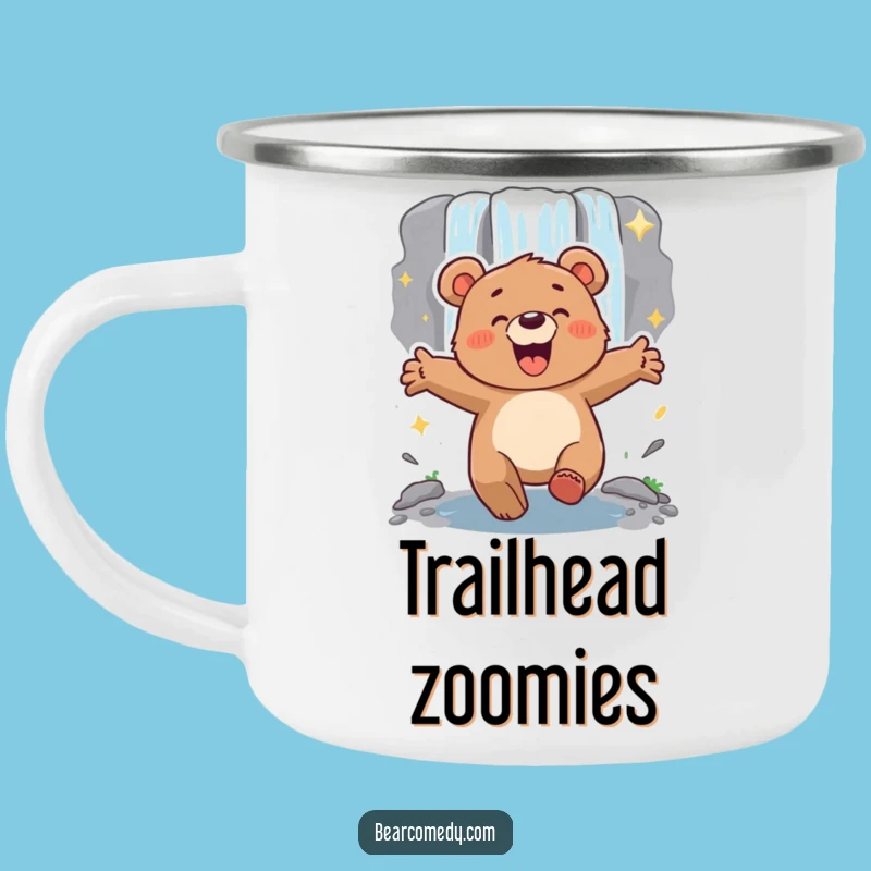 Funny Energetic Bear Waterfall Camping Mug - Adventure Brew Companion