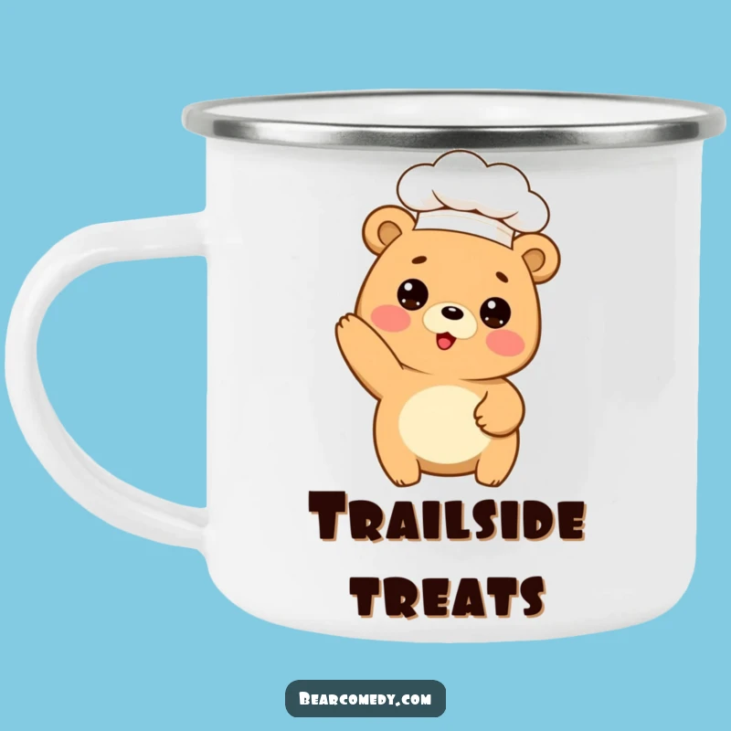 Funny Chef Bear Camping Mug: Enamel Mug With Bear Baker, Perfect Funny Gift Outdoors