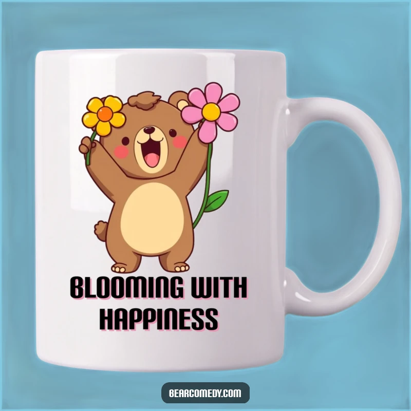Funny Proud Bear Mug - Roaring Flower Holder, Joyful Humor Gift