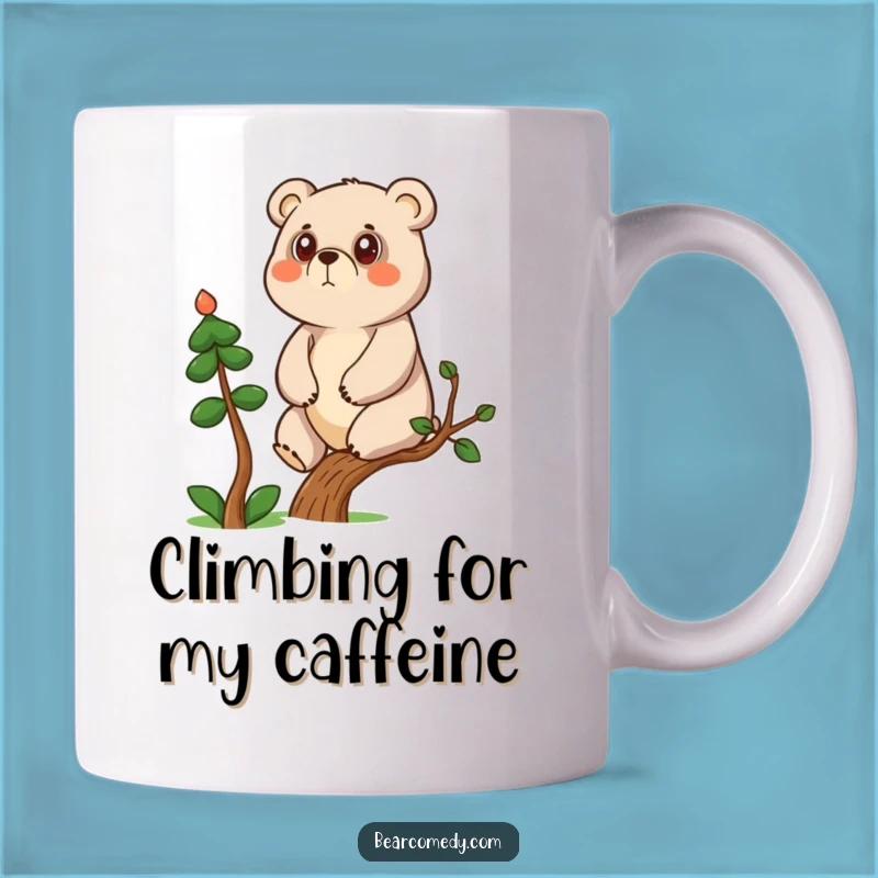 Funny Determined Bear Climbing Mug: A Motivational Gift for Achievers