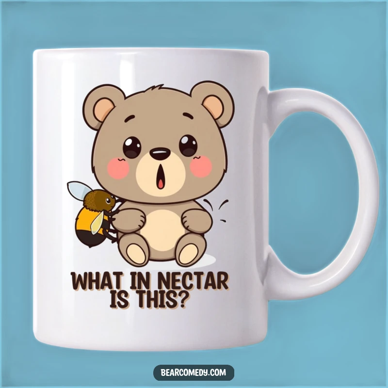 Funny Bear Bee Boost Mug: A Surprised Bear Gets Lifted by a Bumblebee, Perfect Funny Gift!