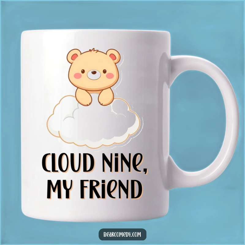 Funny Bear Cloud Rider Mug: Smiling Bear Soars High, Dreamy Funny Gift!