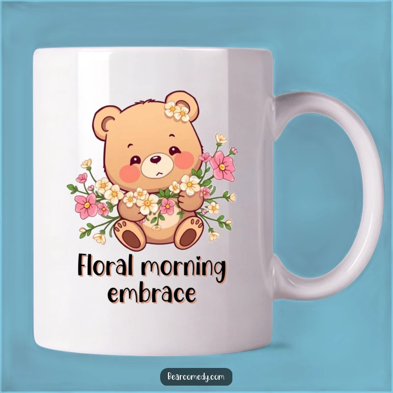 Funny Bear Flower Garland Mug: Playful Bear Tangled, Sweet & Funny Gift Idea!