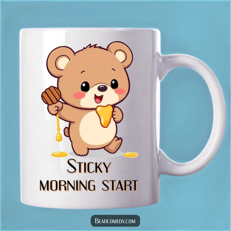 Funny Bear Honey Trip Mug: Comical Ear Character, Perfect Funny Gift for Clumsy Bears