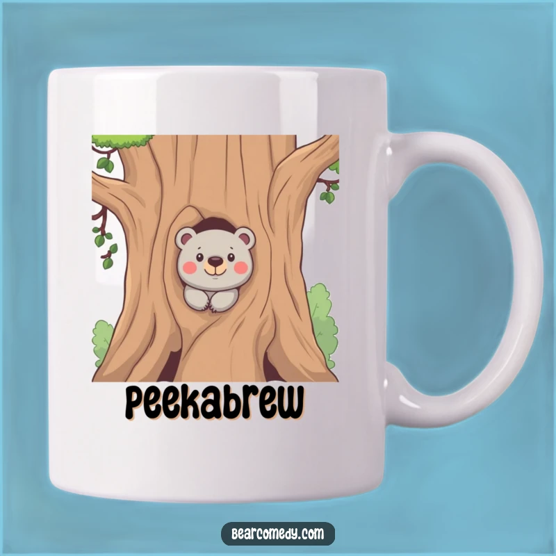Funny Mischievous Bear Mug - Sneaky Peek Design for Playful Mornings!