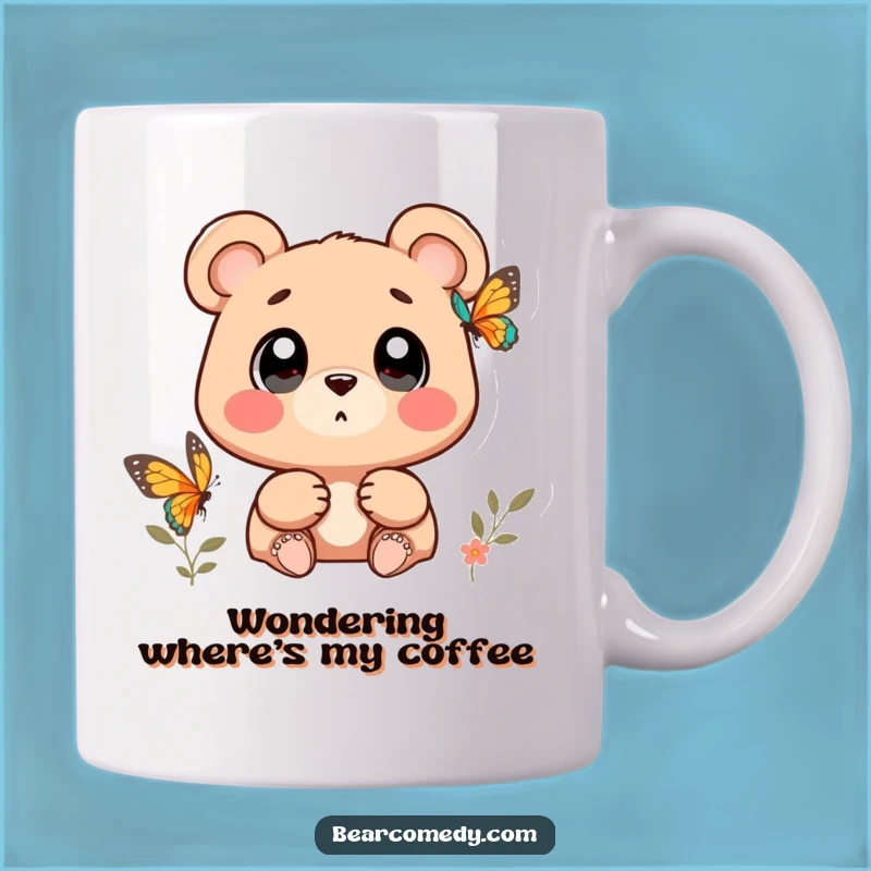 Funny Wondering Bear Butterfly Mug: A Whimsical Gift for Dreamers
