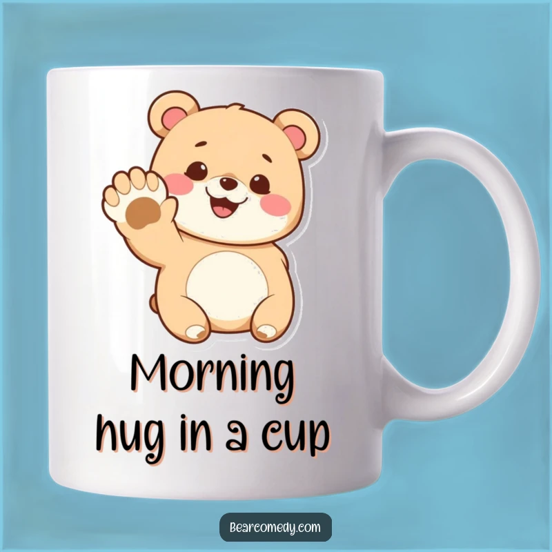 Funny Bear Hug Mug: Cute Character Waving Paw, Perfect Funny Gift for Bear Lovers