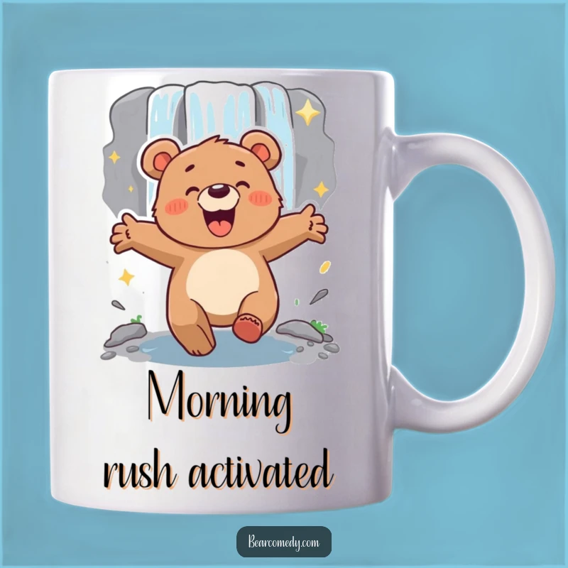 Funny Energetic Bear Waterfall Mug - Adventure & Humor Gift