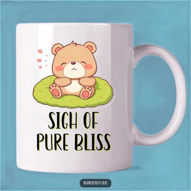 Funny Lounging Bear Mug - Happy Sigh, Cozy Bed, Hilarious Relaxation Gift