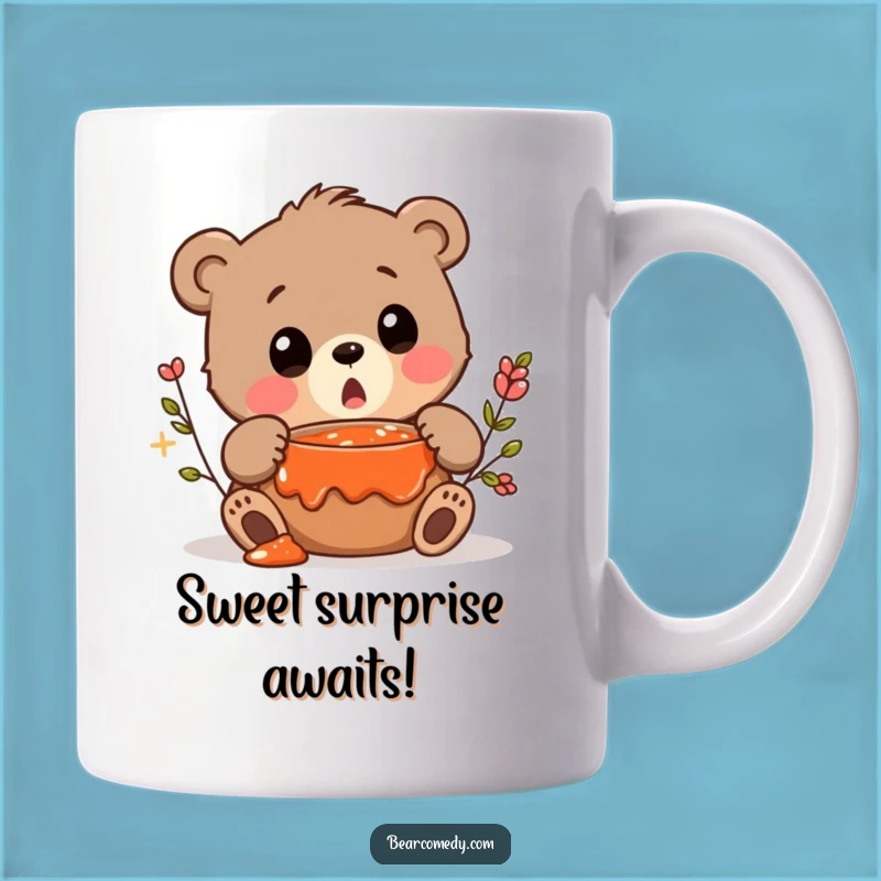Funny Surprised Bear Mug - Jam Discovery, Squeak Humor, Sweet Gift