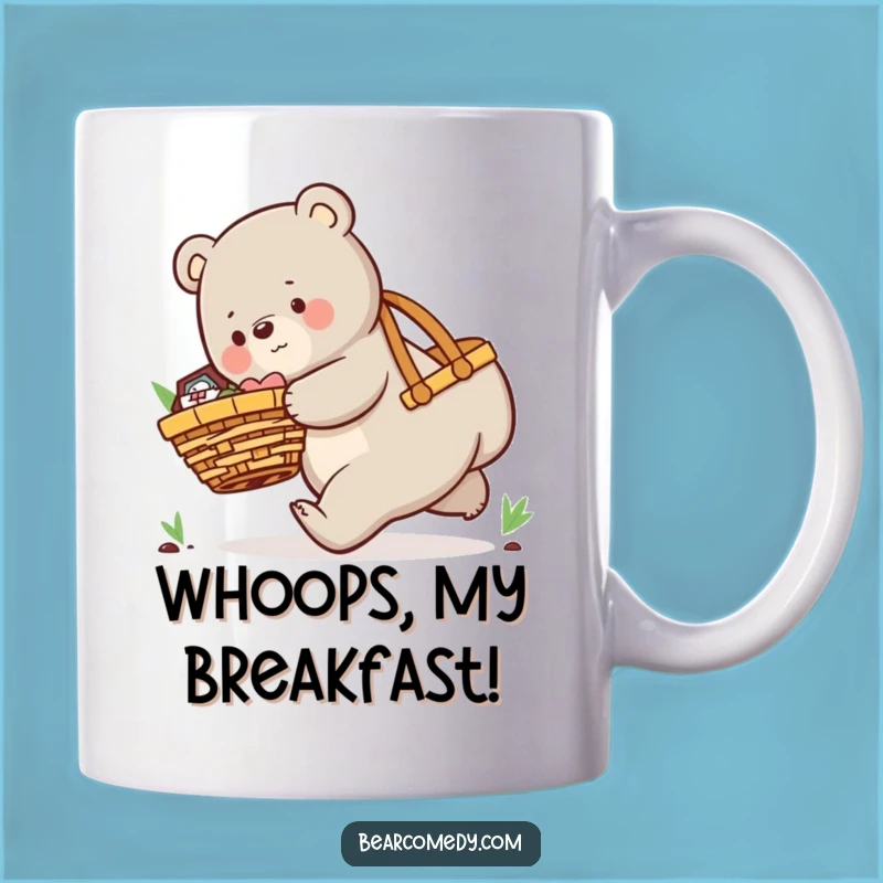 Funny Picnic Bear Mug: Hilarious Tripping Mishap, Perfect Gift for Clumsy Fun Lovers