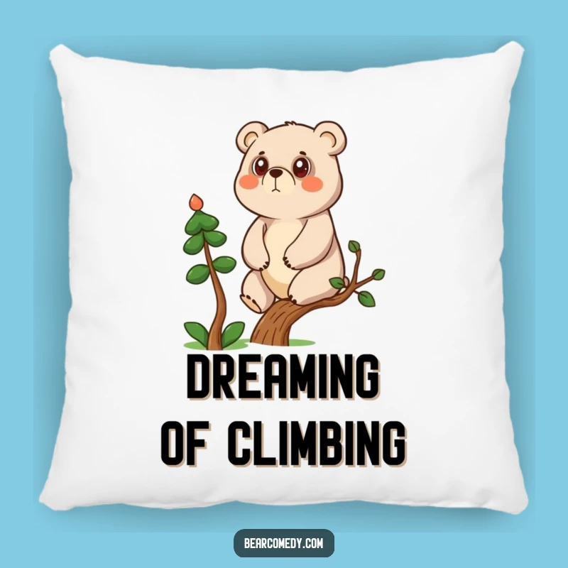 Cozy Funny Determined Bear Climbing Pillow: Comfort for the Driven