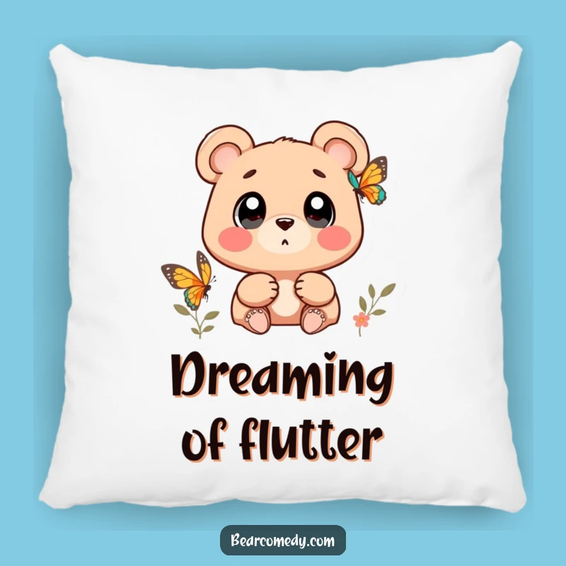 Soft Funny Wondering Bear Butterfly Pillow: Cuddle Up with Charm