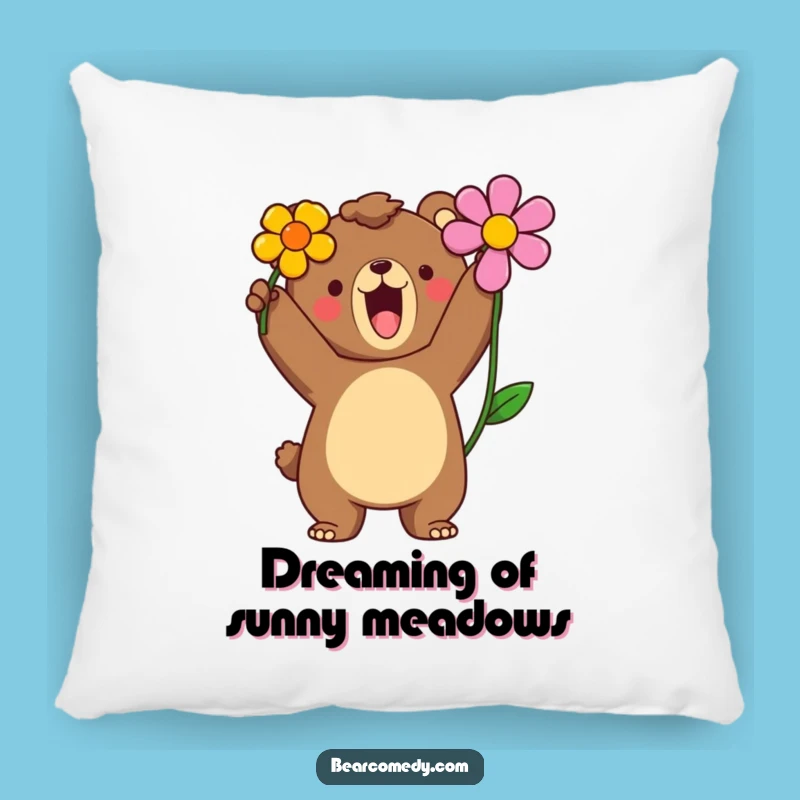 Funny Bear Pillow - Proud Roar Comfort, Cozy Flower Accent