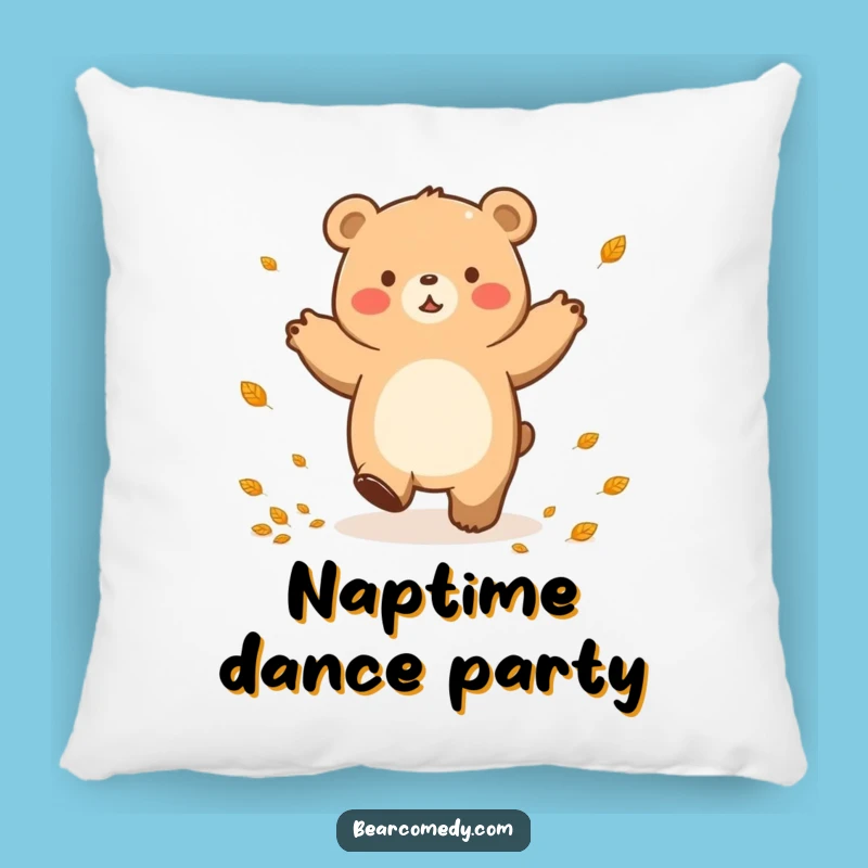 Funny Autumn Bear Dance Pillow: Cozy Comfort with a Hilarious Fall Twist