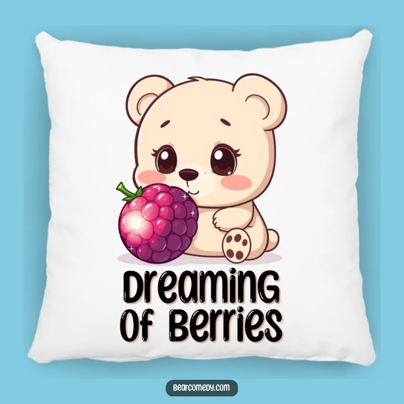 Funny Bear Berry Pillow: Curious Cartoon Comfort for Sweet Dreams
