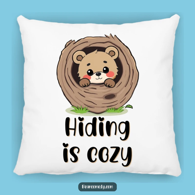 Funny Curious Bear Peeking Pillow - Cozy Gentle Humor