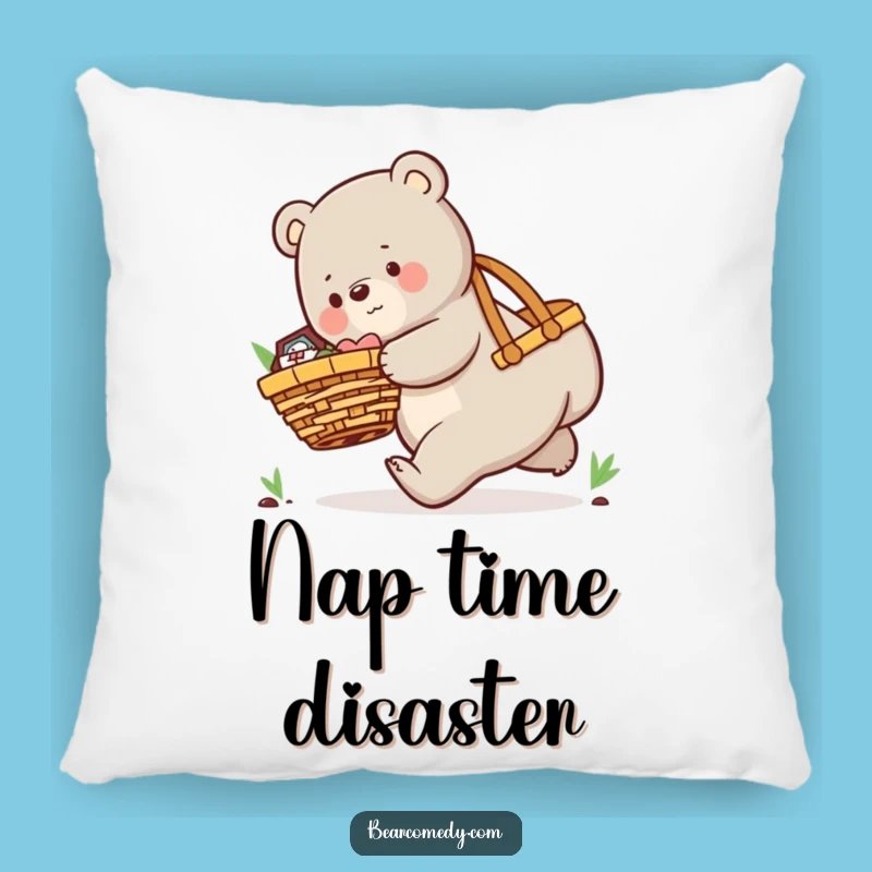 Funny Picnic Bear Pillow: Cozy Comfort with a Hilarious Fall, Dreamy Gift