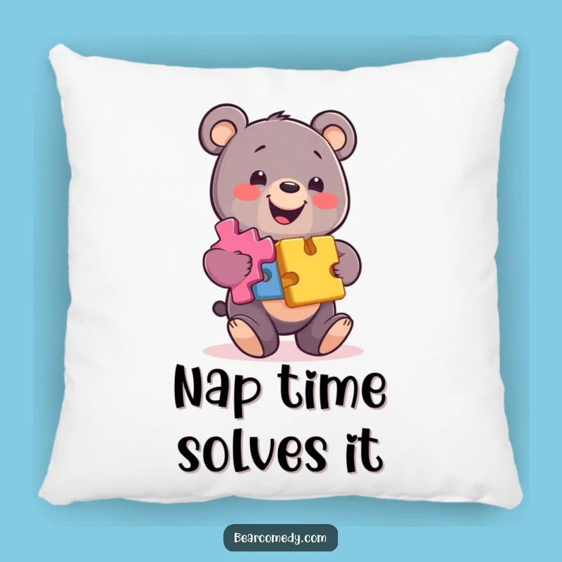Rest Your Mind: Funny Bear Puzzle Pieces Pillow